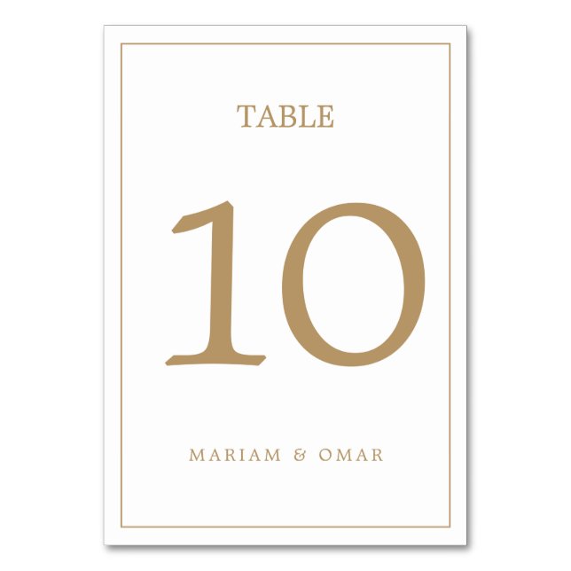 Tarjeta De Mesa Elegant Minimalist Border Gold Wedding (Anverso)