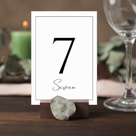 Tarjeta De Mesa Elegant Minimalist Wedding Table Number Card