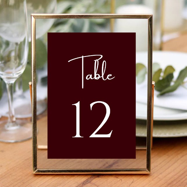 Tarjeta De Mesa Elegant & Modern Burgundy Wedding (Subido por el creador)