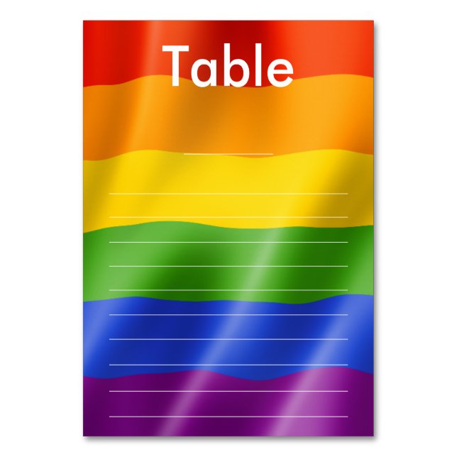 Tarjeta De Mesa Elegant Modern Gay Men Wedding Rainbow Guest List (Anverso)