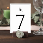 Tarjeta De Mesa Elegant Monogram Wedding Table Number Card<br><div class="desc">Bring refined organization to your reception with this elegant monogram wedding table number card. Designed with a minimalist black and white aesthetic, this table sign features a bold, modern number paired with a delicate intertwined monogram for a timeless and sophisticated look. The clean layout keeps the focus on the table...</div>