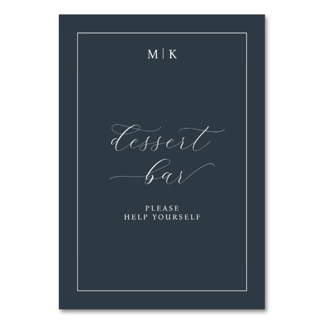 Tarjeta De Mesa Elegant Navy Calligraphy (Anverso)