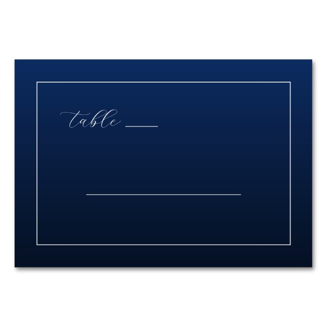 Tarjeta De Mesa Elegant Navy Minimalist Table Card (Anverso)