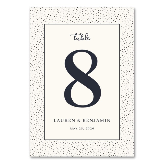 Tarjeta De Mesa Elegant Navy Number Table (Anverso)