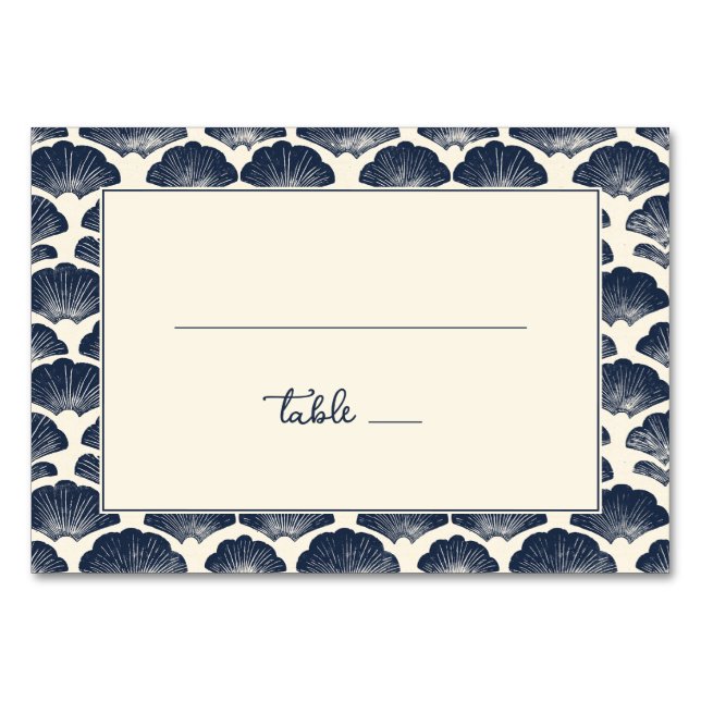 Tarjeta De Mesa Elegant Navy Scallop Shell (Anverso)