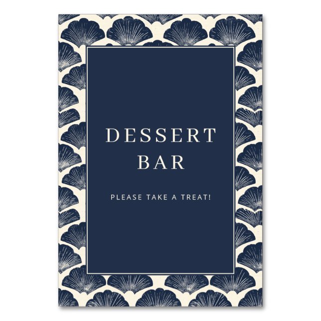 Tarjeta De Mesa Elegant Navy Shell Motive Border (Anverso)