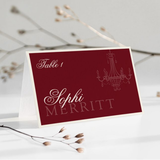 Tarjeta De Mesa Elegant Old Money Wine Red Wedding place cards (Subido por el creador)