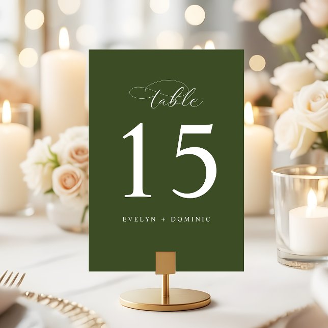 Tarjeta De Mesa Elegant Olive Green Wedding Table Number Cards (Subido por el creador)