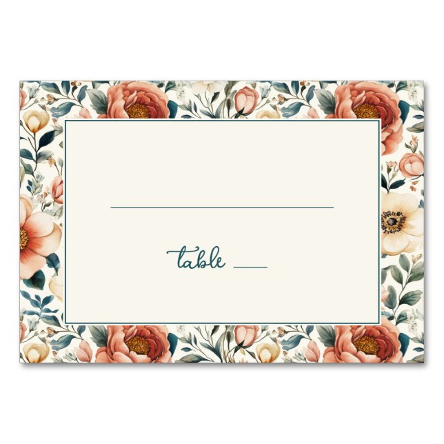 Tarjeta De Mesa Elegant Pastel Floral Border (Anverso)