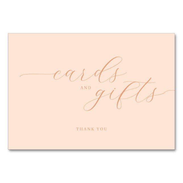 Tarjeta De Mesa Elegant Peach Calligraphy Thank You (Anverso)