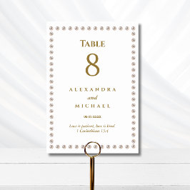Tarjeta De Mesa Elegant Pearl Christian Wedding 