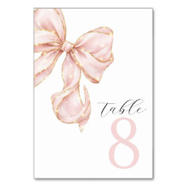 Tarjeta De Mesa Elegant Pink Bow Table Numbers 