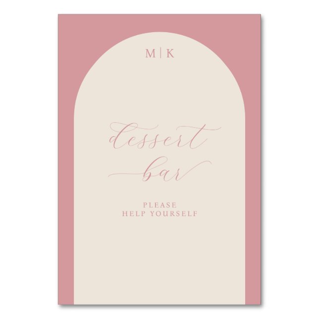 Tarjeta De Mesa Elegant Pink Cursive Dessert Bar Sign (Anverso)