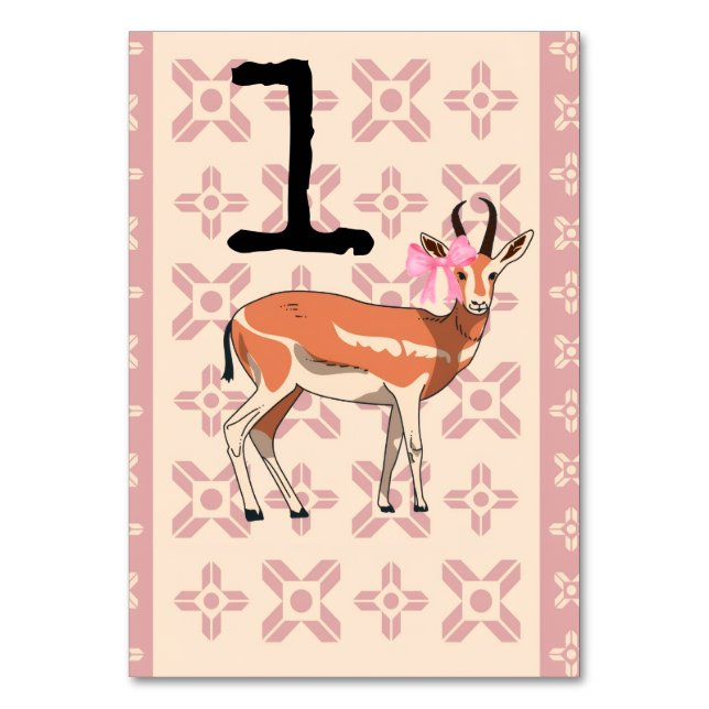 Tarjeta De Mesa Elegant Pink Doe-patterned Christmas  (Anverso)