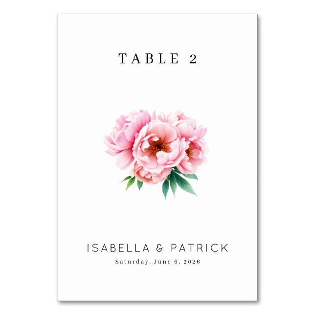 Tarjeta De Mesa Elegant Pink Floral (Anverso)