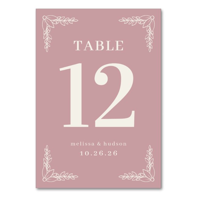 Tarjeta De Mesa Elegant Pink Floral Table Number (Anverso)