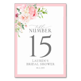 Tarjeta De Mesa Elegant Pink Watercolor Flowers Bridal Shower