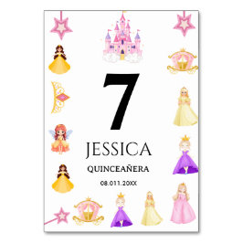 Tarjeta De Mesa Elegant Princess Birthday Celebration
