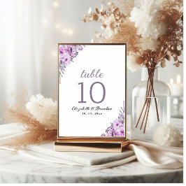 Tarjeta De Mesa Elegant Purple Floral Wedding Party