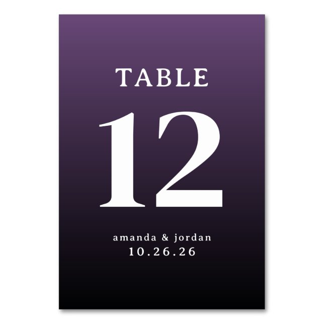 Tarjeta De Mesa Elegant Purple Table Number (Anverso)