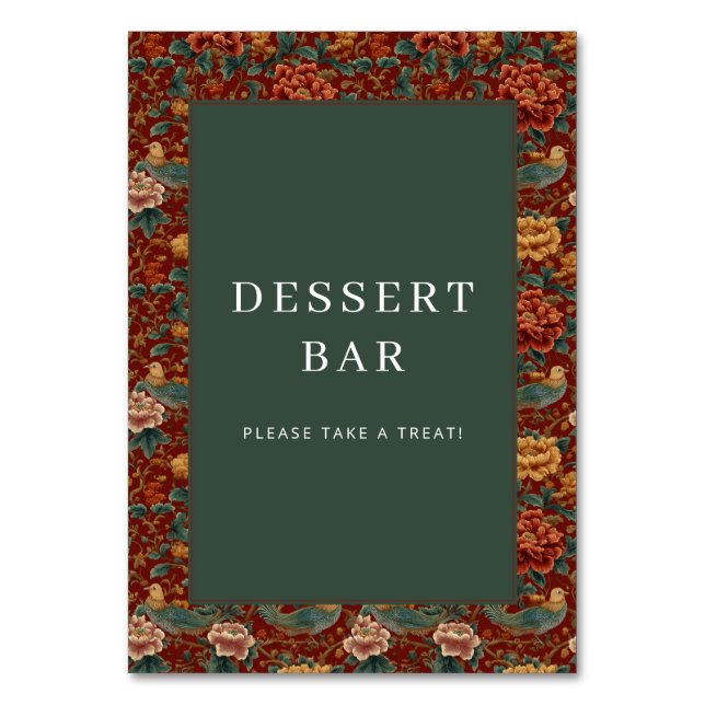 Tarjeta De Mesa Elegant Red Floral Border Design (Anverso)