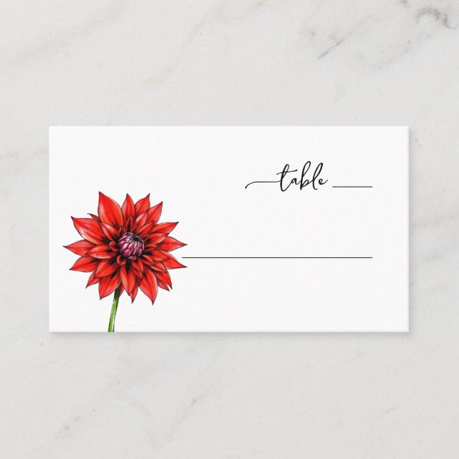 Tarjeta De Mesa Elegant Red Floral Minimalist (Anverso)