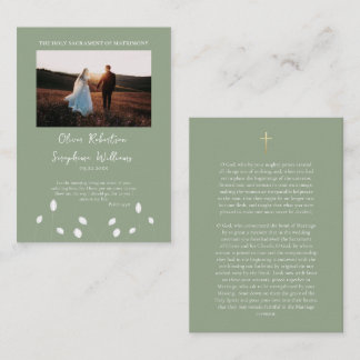 Tarjeta De Mesa Elegant Roman Catholic Wedding Photo Prayer Card