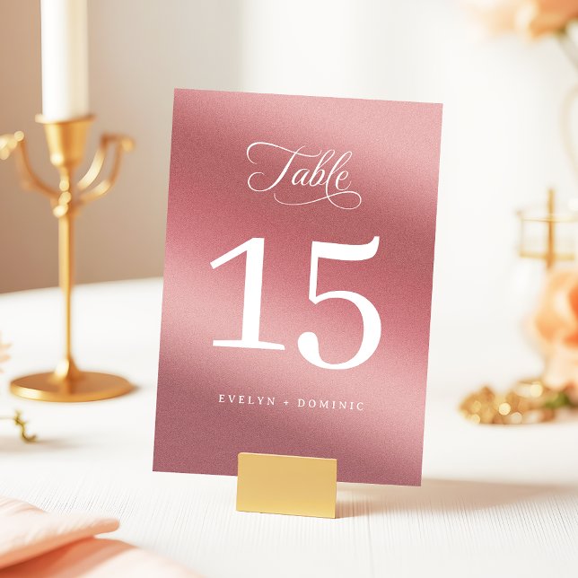 Tarjeta De Mesa Elegant Rose Gold Modern Wedding (Subido por el creador)