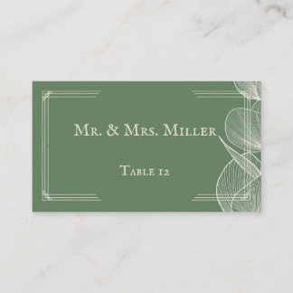 Tarjeta De Mesa Elegant Sage Green Eucalyptus Wedding Folded Place