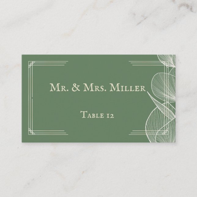 Tarjeta De Mesa Elegant Sage Green Eucalyptus Wedding Folded Place (Anverso)