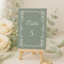 Tarjeta De Mesa Elegant Sage Green Vintage Floral Wedding