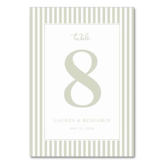 Tarjeta De Mesa Elegant Sage Infinity Number (Anverso)
