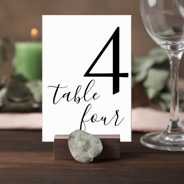 Tarjeta De Mesa Elegant Script Black & White Reception Table Card (Subido por el creador)