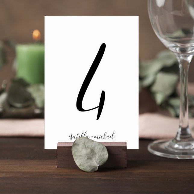 Tarjeta De Mesa Elegant Script Table Number Sign with Couple Names (Subido por el creador)