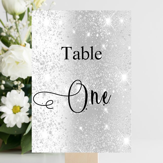 Tarjeta De Mesa Elegant silver glitter calligraphy table one (Subido por el creador)