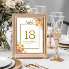 Tarjeta De Mesa Elegant spring Wedding with tangerine flowers