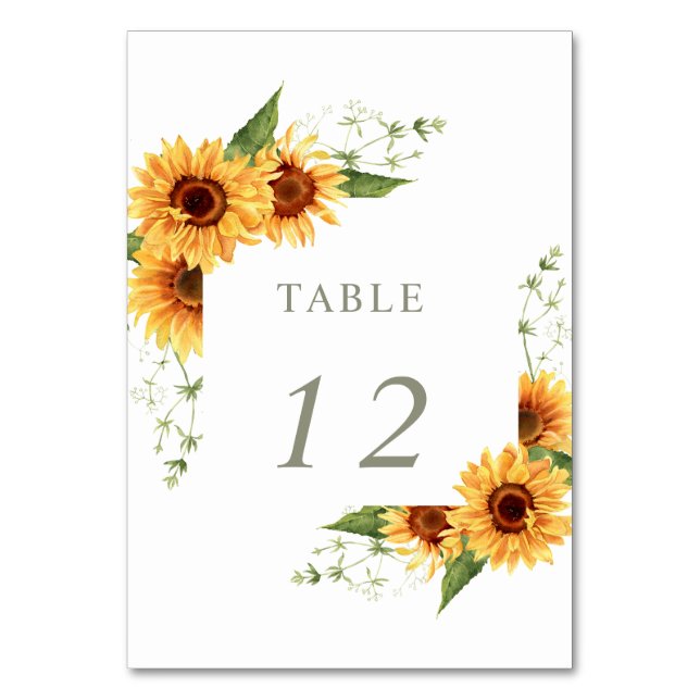 Tarjeta De Mesa Elegant Sunflowers Garden Floral Wedding (Anverso)