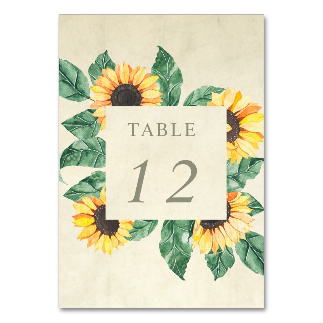 Tarjeta De Mesa Elegant Sunflowers Garden Floral Wedding (Anverso)