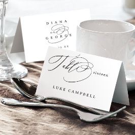 Tarjeta De Mesa Elegant Swirl Script Wedding Foldable Place Card