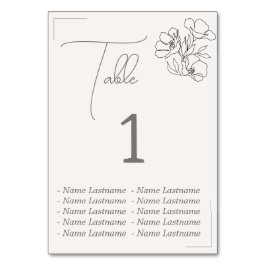 Tarjeta De Mesa Elegant Table number with names, sitting.