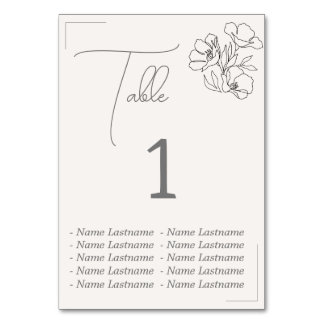 Tarjeta De Mesa Elegant Table number with names, sitting.