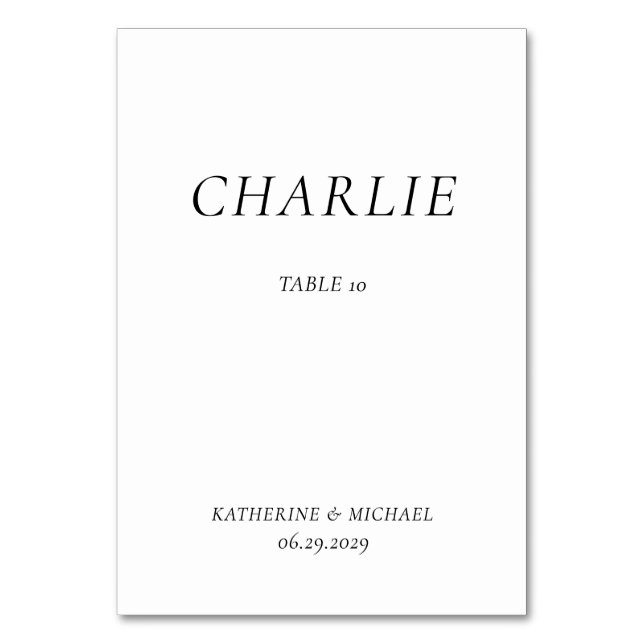 Tarjeta De Mesa Elegant Timeless White Wedding Table Cards (Anverso)