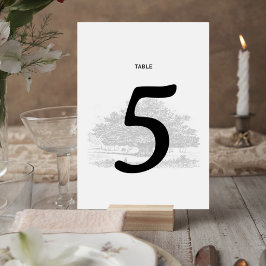 Tarjeta De Mesa Elegant Tree Sketch Wedding Table Number Card