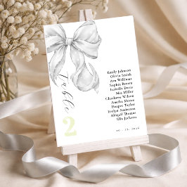 Tarjeta De Mesa Elegant, tying the knot bridal shower white bow.