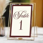Tarjeta De Mesa Elegant Vintage Ivory Dark Burgundy Wedding<br><div class="desc">This is an Elegant Vintage Ivory Dark Burgundy Wedding Table Number!</div>