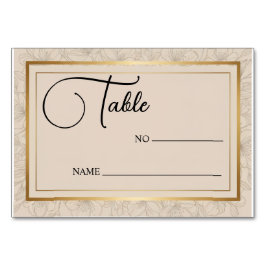 Tarjeta De Mesa Elegant Wedding Minimalist Gold Frame & Floral