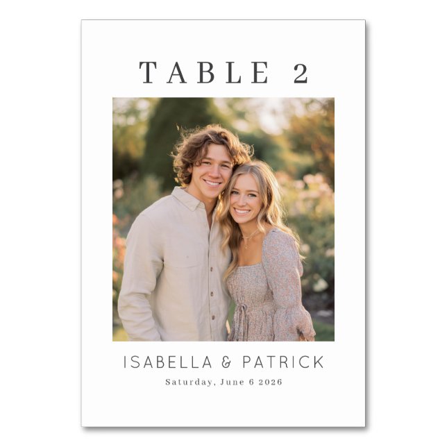 Tarjeta De Mesa Elegant Wedding Table Number Card (Anverso)