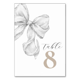 Tarjeta De Mesa Elegant White Bow Table Numbers for Wedding