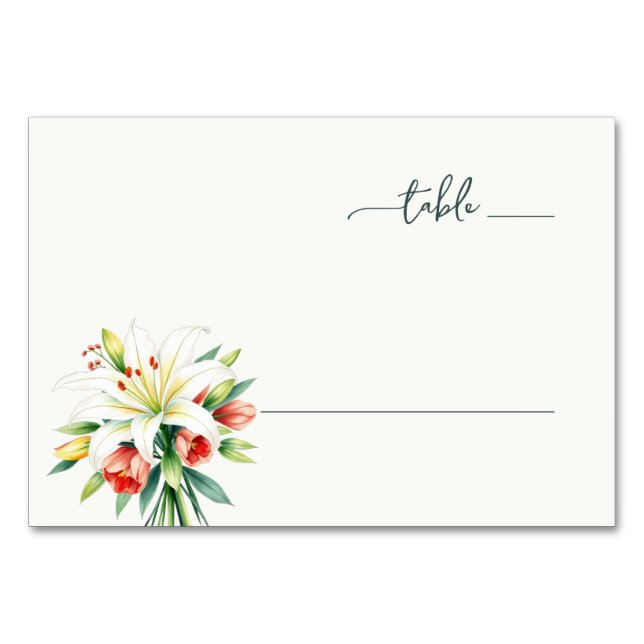 Tarjeta De Mesa Elegant White Floral (Anverso)