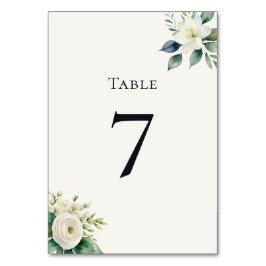 Tarjeta De Mesa Elegant White Flowers & Greenery Wedding Reception